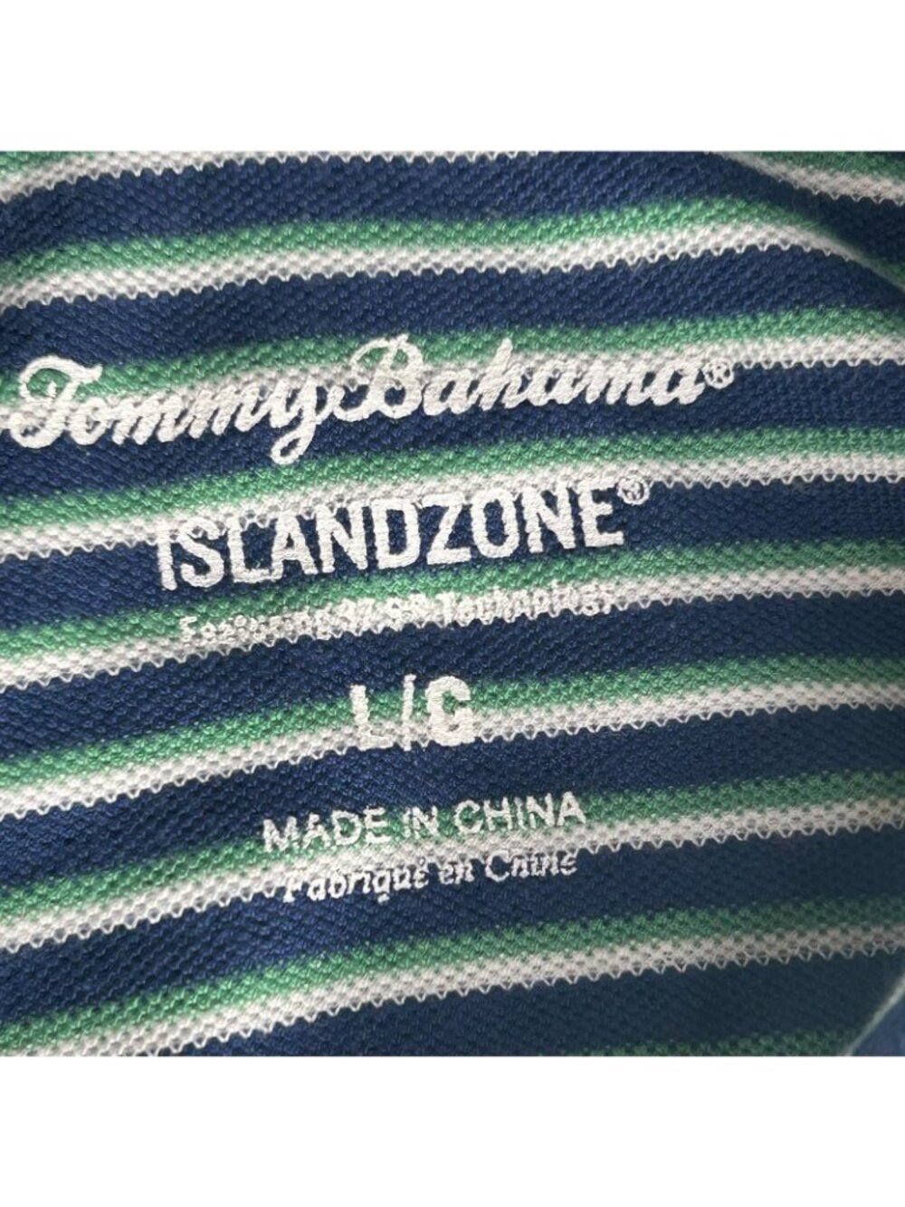 Tommy Bahama Polo Shirt Mens Large Blue Green Stripe IslandZone Marlin Golf - Picture 2 of 11